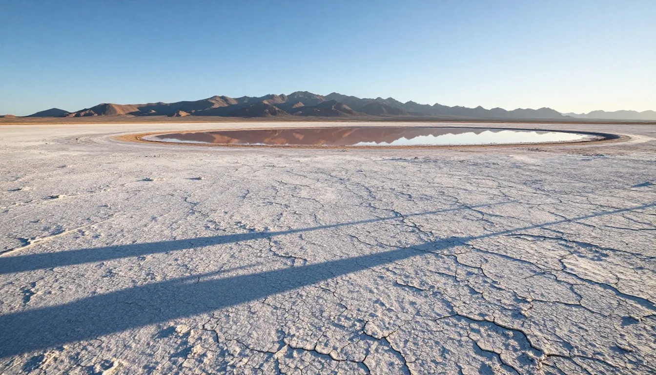 Salar argentino bajo luz de tarde con cordillera de fondo