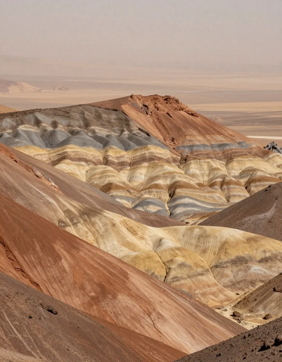 Estratos sedimentarios visibles en un corte transversal de montaña andina